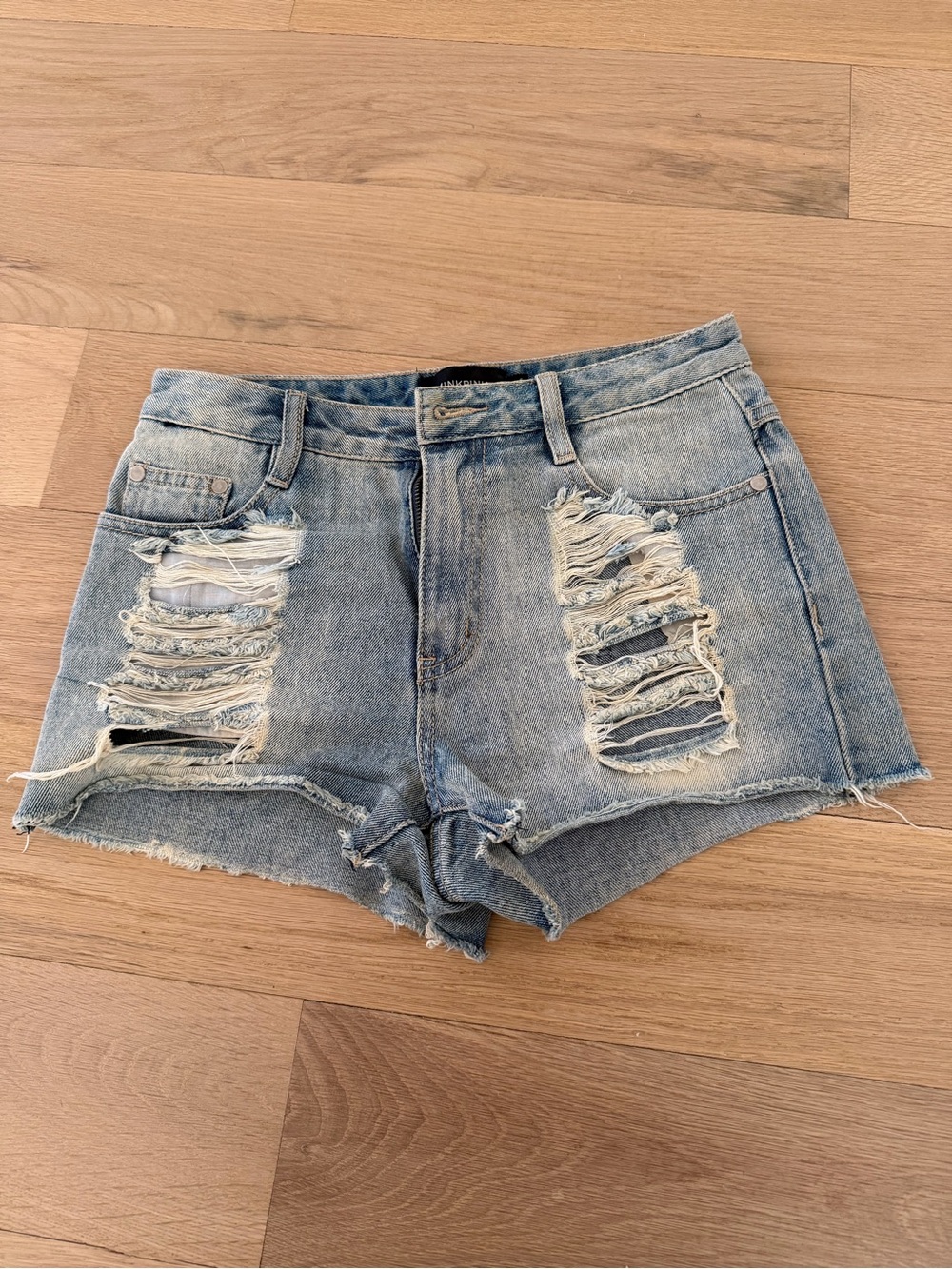 MINKPINK Distressed Light Blue Denim Women's Shorts